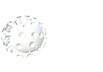 3d close up bright white Virus molecules on white backgroun with empty copy space 3D rendering