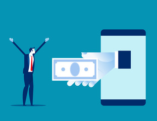 Giving money to business employee. Business salary and bonus concept