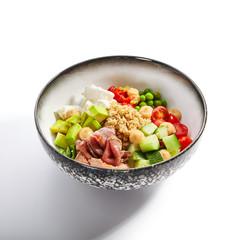 Couscous with beef and cut vegetables