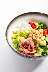 Couscous with beef and cut vegetables