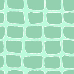 Bricks handdrawn seamless pale green pattern. Vector illustration.