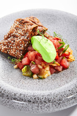 Tuna tartare closeup view