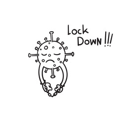 hand drawn lockdown icon symbol illustration for virus disease with doodle style vector