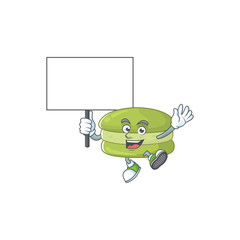 Sweet coconut macarons cartoon character bring a board