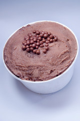 chocolate ice cream with white bowl