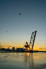 Railroad Train Bridge at Sunrise