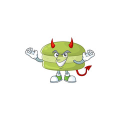 Cartoon picture of coconut macarons in devil cartoon character design
