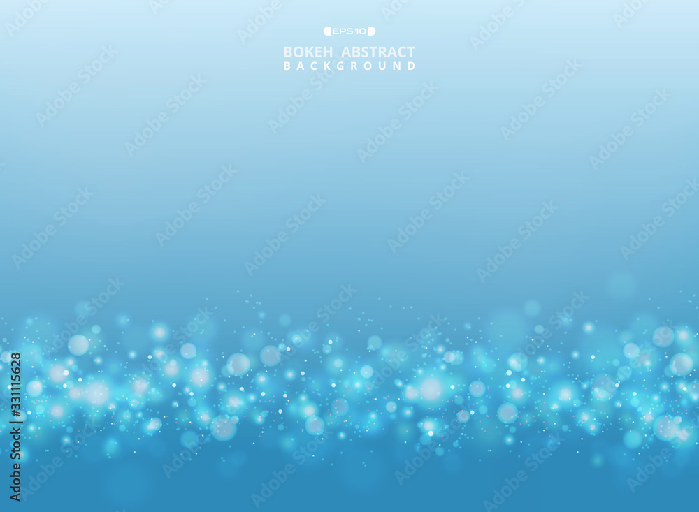 Poster abstract gradient blue and white design with pattern dots bokeh background. illustration vector eps1