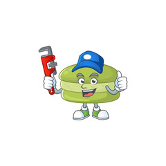 Smart Plumber worker of coconut macarons cartoon character design