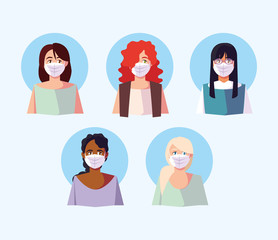 people of different nationalities in white medical face mask for prevent virus, coronavirus prevention