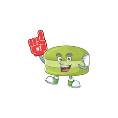 Coconut macarons presented in cartoon character design with Foam finger