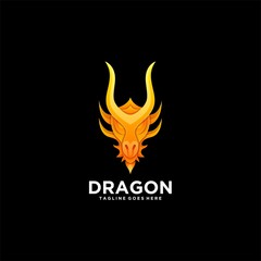 Vector Logo Illustration Dragon Head Gradient Colorful Style.