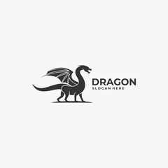 Vector Logo Illustration Dragon Silhouette Style.
