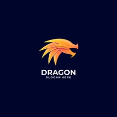 Vector Logo Illustration Dragon Head Gradient Colorful Style.