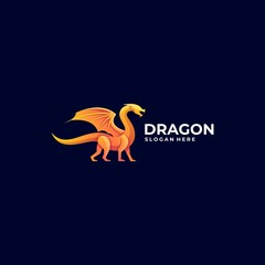 Vector Logo Illustration Dragon Gradient Colorful Style.