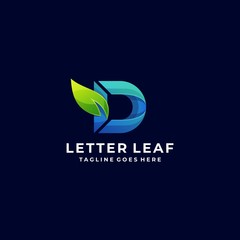 Obraz premium Vector Logo Illustration Letter with Leaf Gradient Colorful Style.