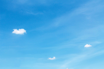 Small clouds  on bright blue sky with light mild breeze summer background