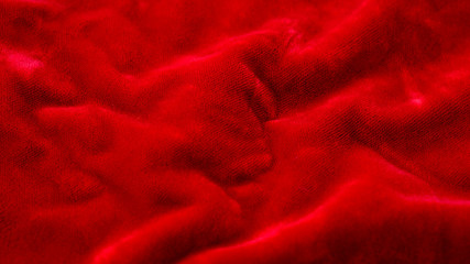 Red cloth waves background texture.