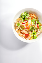 Poke with shrimp, avocado and seasonings