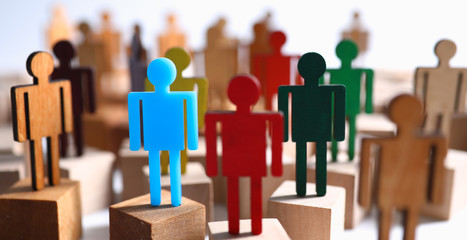 Group multi-colored silhouettes business people teamwork meeting closeup background. Social media...