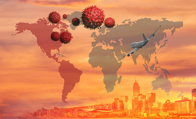 Covid-19 is spreading across the world, concepts of travel, Coronavirus - 2019-nCoV COVID-19, WUHAN...