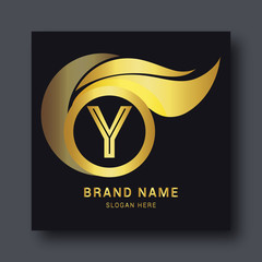 Luxury letter Y logo template in gold color. Royal premium logo template vector