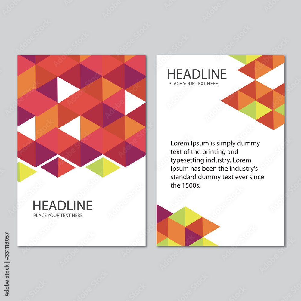 Aufkleber template layout brochure abstract colorful and creative modern geometric overlapping triangles