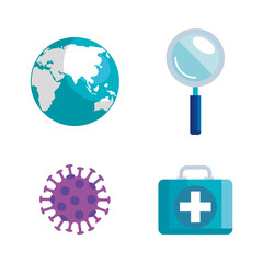 set icons of pandemic coronavirus 2019 vector illustration design