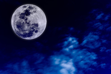Obraz na płótnie Canvas Full moon in blue sky tone.