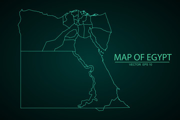 Fototapeta premium A Map of the country of Egypt, Egypt map - blue geometric rumpled triangular low poly style gradient graphic background. - Vector