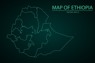 Map of Ethiopia, Ethiopia map - blue geometric rumpled triangular low poly style gradient graphic background, polygonal design for your. Vector illustration eps 10.