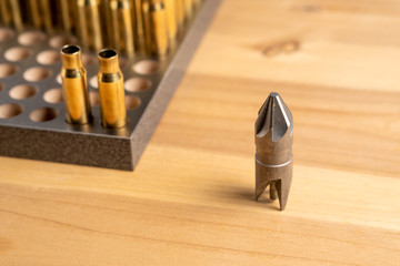Production of cartridges for a rifle, reload. Empty shells and tools for trimming and processing