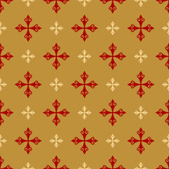 Seamless Pattern Texture Graphics | Colors: Gold, Red | Vector Background Wallpaper For Your Design