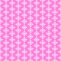 Simple Floral Pattern | Decorative Background Vector | Colors: Pink, White | Seamless Wallpaper For 