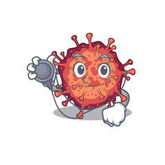 An elegant contagious corona virus in a Doctor Cartoon character with tools
