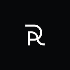 Minimal elegant monogram art logo. Outstanding professional trendy awesome artistic R RP PR AR RA initial based Alphabet icon logo. Premium Business logo White color on black background - obrazy, fototapety, plakaty