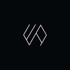 Minimal elegant monogram art logo. Outstanding professional trendy awesome artistic WA AW initial based Alphabet icon logo. Premium Business logo White color on black background