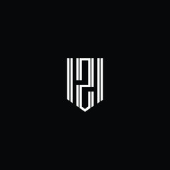 Minimal elegant monogram art logo. Outstanding professional trendy awesome artistic VZ ZV HZ ZH initial based Alphabet icon logo. Premium Business logo White color on black background