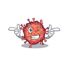 Smiley contagious corona virus cartoon design style showing wink eye