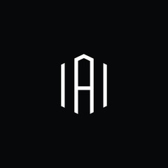 Minimal elegant monogram art logo. Outstanding professional trendy awesome artistic AH HA initial based Alphabet icon logo. Premium Business logo White color on black background