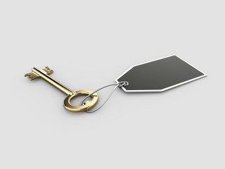 3d rendering of Keys with label, clipping path included