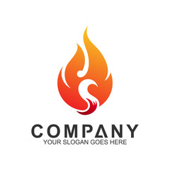 letter S logo with fire shape, initial letter, business name, corporate identity