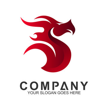 red dragon logo design abstract