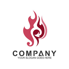 letter S logo with fire shape, initial letter, business name, corporate identity