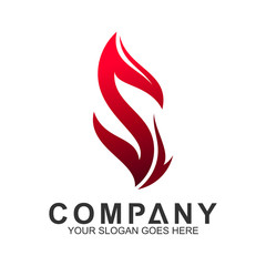 letter S logo with fire shape, initial letter, business name, corporate identity