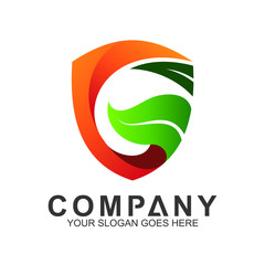 Shield Letter G Logo With Leaf Shape, Protection And Care Logo, Guardian Symbol