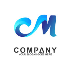 letter C combination letter M vector logo, CM/MC logo with wave shape