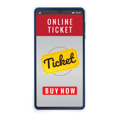 Mobile smartphone with the app to buy tickets, Smartphone with shopping app.