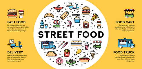 Street Fast Food Icon Banner