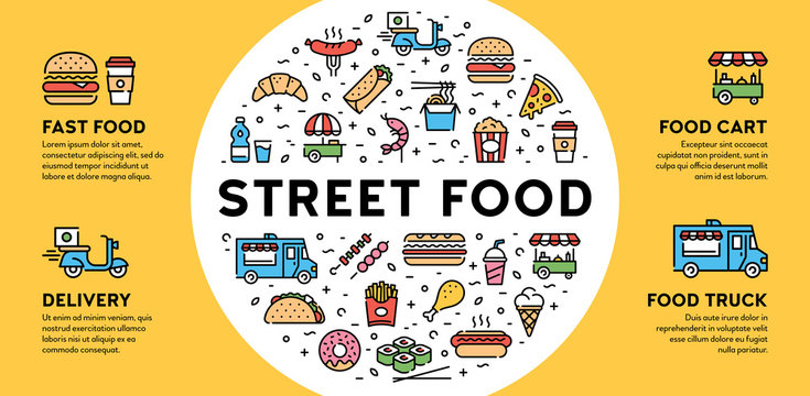 Street Fast Food Icon Banner